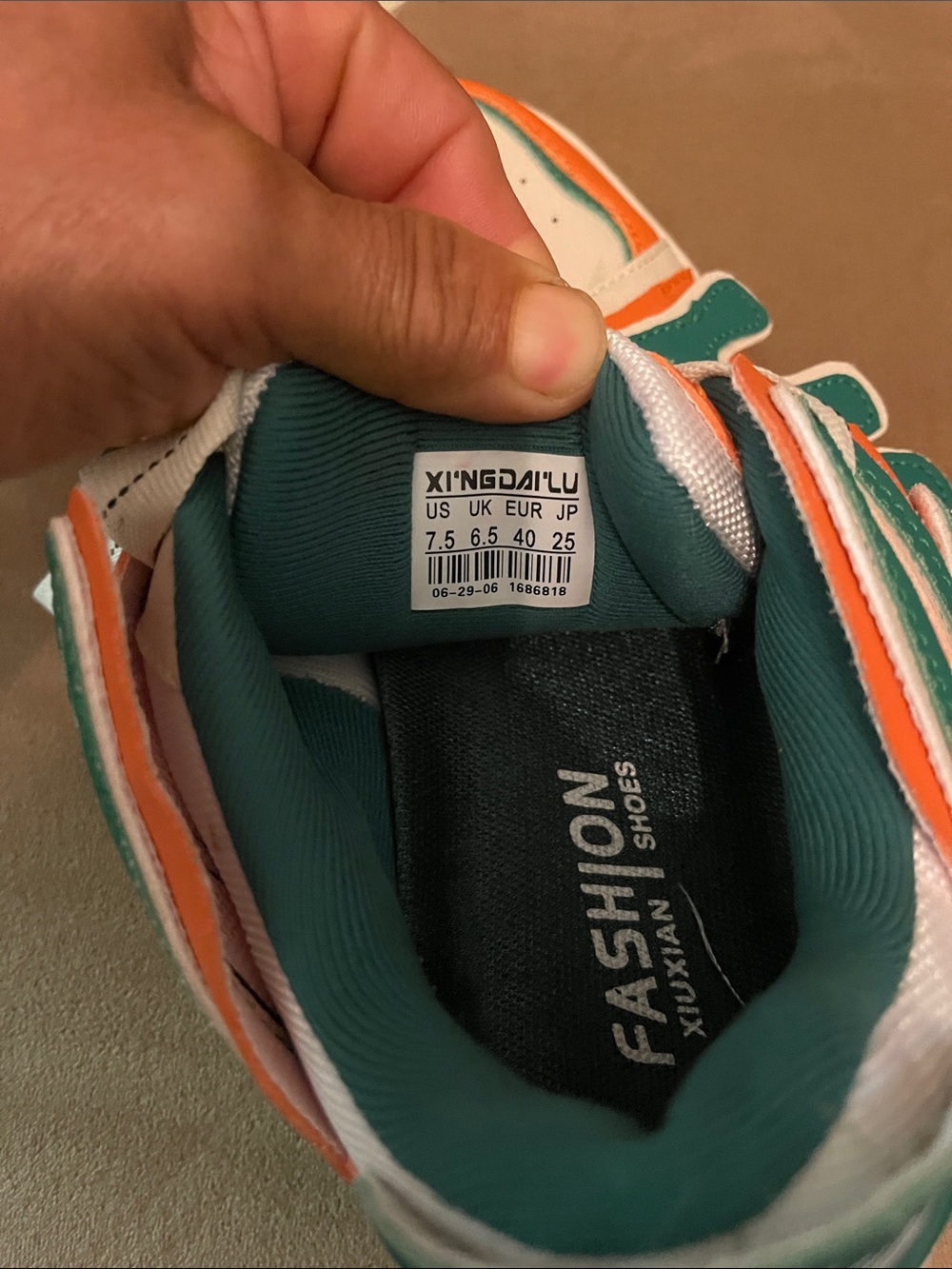 Kids Orange and Teal Athletic Sneakers - Picture 4 of 7